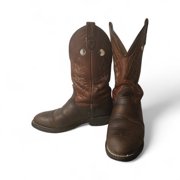 Double H 5154 Sz 7 W Leather Pull Holes Cowgirl Ride Work Farm Chore Boot Ladies - Picture 3 of 9